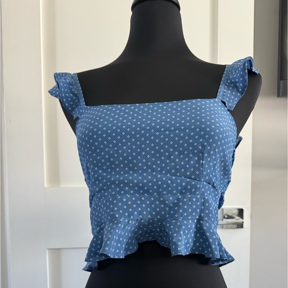 NWOT Chan Luu for Anthropologie Silk Cropped Ruffle Tank Top SZ S like new